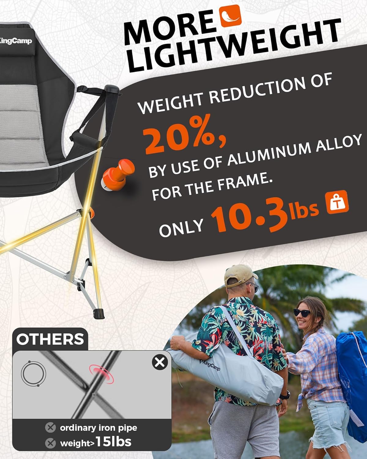 KingCamp Hammock Camping Chair, Swinging Portable Folding Camp Chairs for Adults Max 400lbs Heavy Duty Foldable Oversized Rocker with Aluminum Alloy Frame Cup Holder for Outdoor Beach Patio Sport